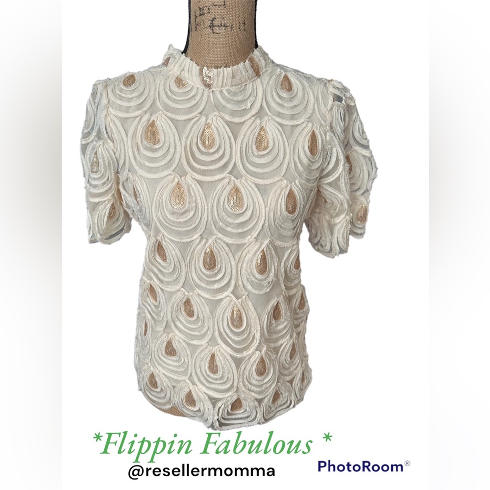 By Love~Cream & Gold blouse size s/m